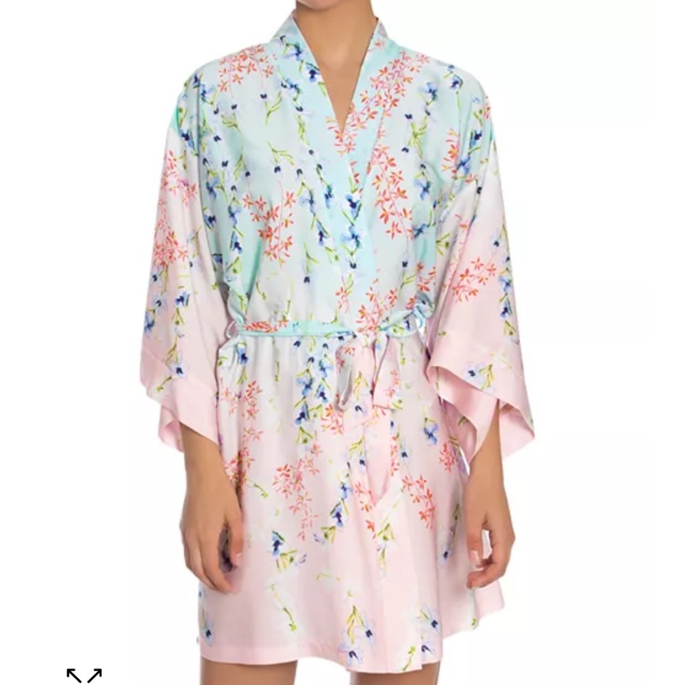 Bloomingdale’s In Bloom by Jonquil Satin Ombré Floral Wrap Robe Only